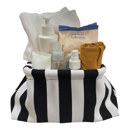 DUMPLING POUCH - STRIPE BLACK WHITE