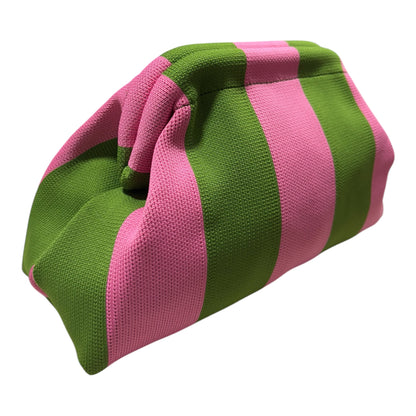 DUMPLING POUCH - STRIPE PINK GREEN